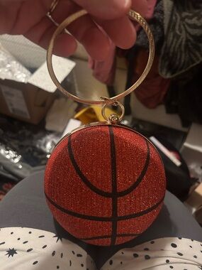 Basketball Glitter Wristlet Clutch - Orange